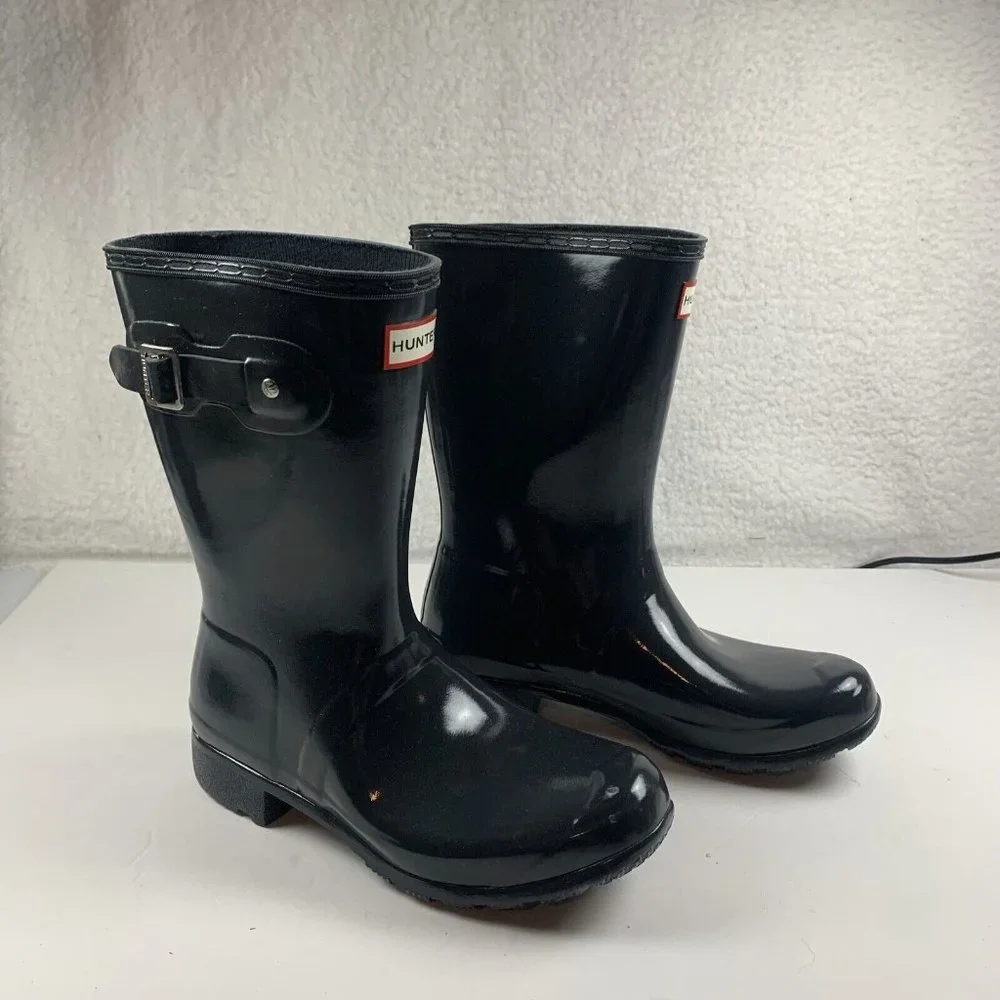 Hunter Original Tall Gloss Pull On Rain Boots Women Size 8‎ Closed Toe 8025